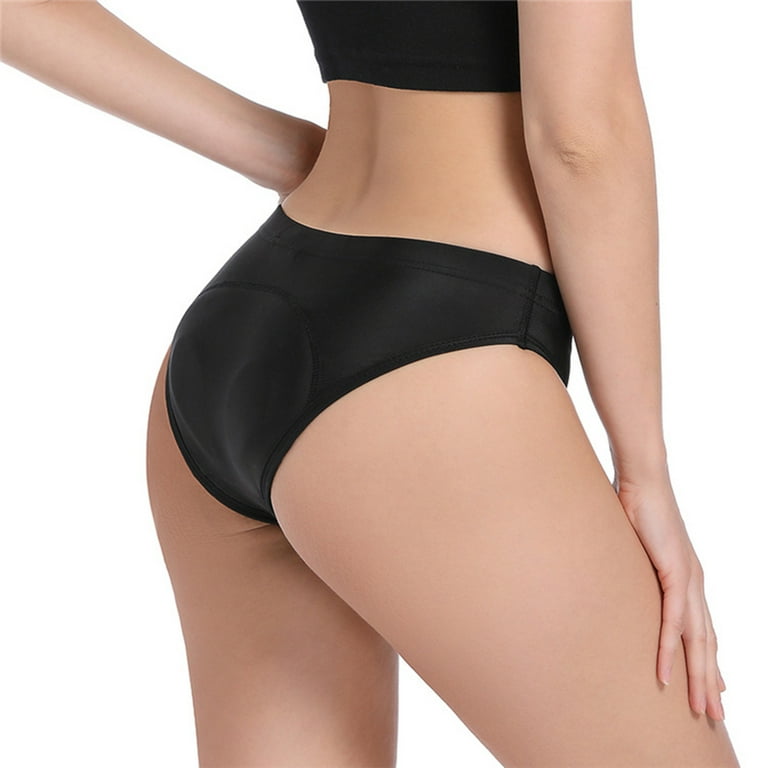 Qcmgmg Women Underwear with Silicone Seat Cushion Low Waisted Women's  Briefs Moisture-Wicking Women's Panties Black S 