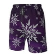 thumbnail image 5 of Kdxio Snowflake Gradient Purple Pattern Mens Casual Shorts - Drawstring Summer Beach Sports Shorts for Men, 5 of 9