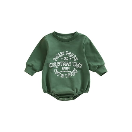 

Baby Christmas Outfit Boy Girl Farm Fresh Sweatshirt Romper Bubble Long Sleeve Onesie Fall Winter Christmas Clothes