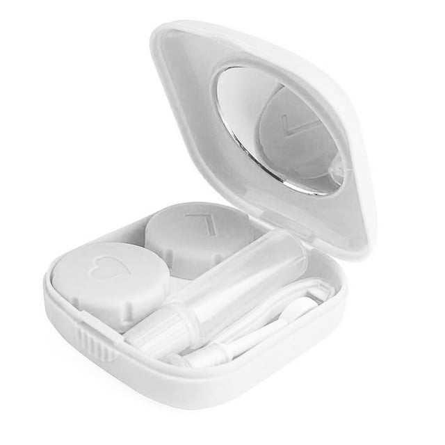 Contact Lens Case Kit Cute Travel Contact Case, All in One Soak Storage Container with Mirror Bottle Tweezers Contact Lens Case