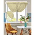 thumbnail image 3 of Yellow Solid Color Sheer Waterfall Valance Curtains for Window, Aesthetics Contemporary Luxury Rod Pocket Sheer Topper Swag Curtains for Living Room, Kitchen 38.5"W x 47.2"L, 2 Panels, 3 of 7