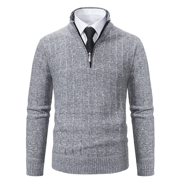 New Autumn/Winter Men's Half-Zip Pullover Sweater Knitwear Fleece-Lined Thick Warm Undershirt