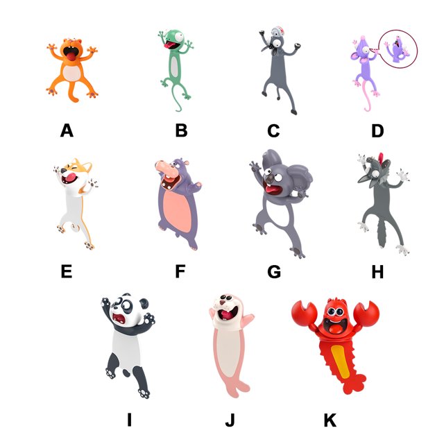 Becaristey Enjoy Reading With 3D Cartoon Animal Bookmarks Portable And Waterproof Light And Thin Waterproof Type 9