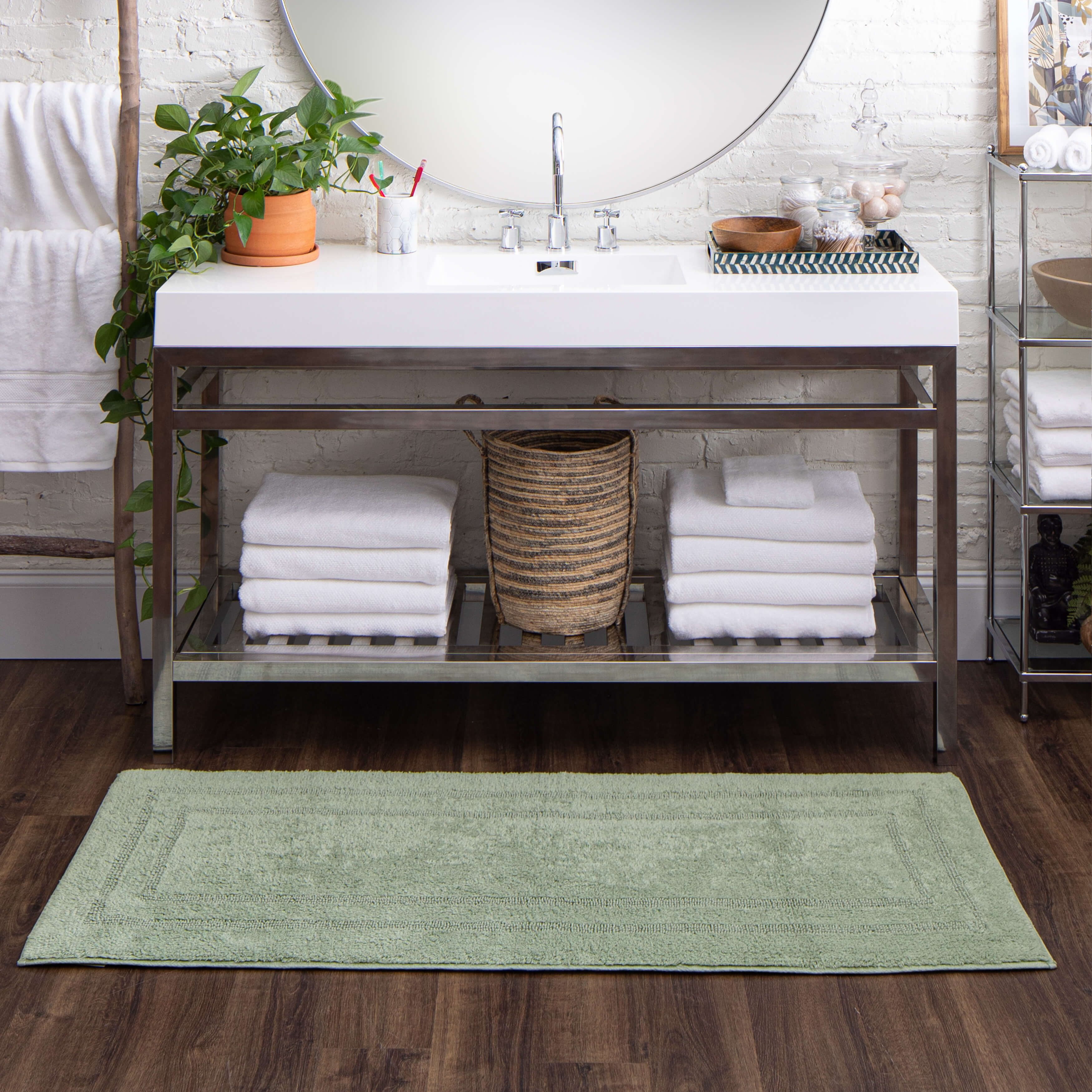 Mohawk Cotton Bath Mat Soft Absorbent Quick Dry Machine Washable Bathroom Mat, Seaglass, 27" x 45"