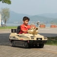 thumbnail image 6 of Track Seven 24V Ride on Car, Kids Ride on Tank with Fighting Cannon and Rotating Turret, Remote Control, Lights, Music, 360° Spin, Electric Off-Road RC Fighting Tank Truck, Yellow, 6 of 10