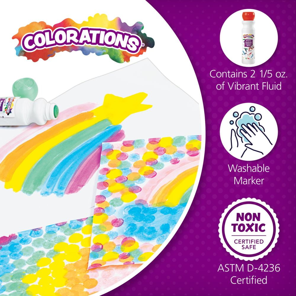 Colorations Washable Primary Dabber Dots - Set of 8