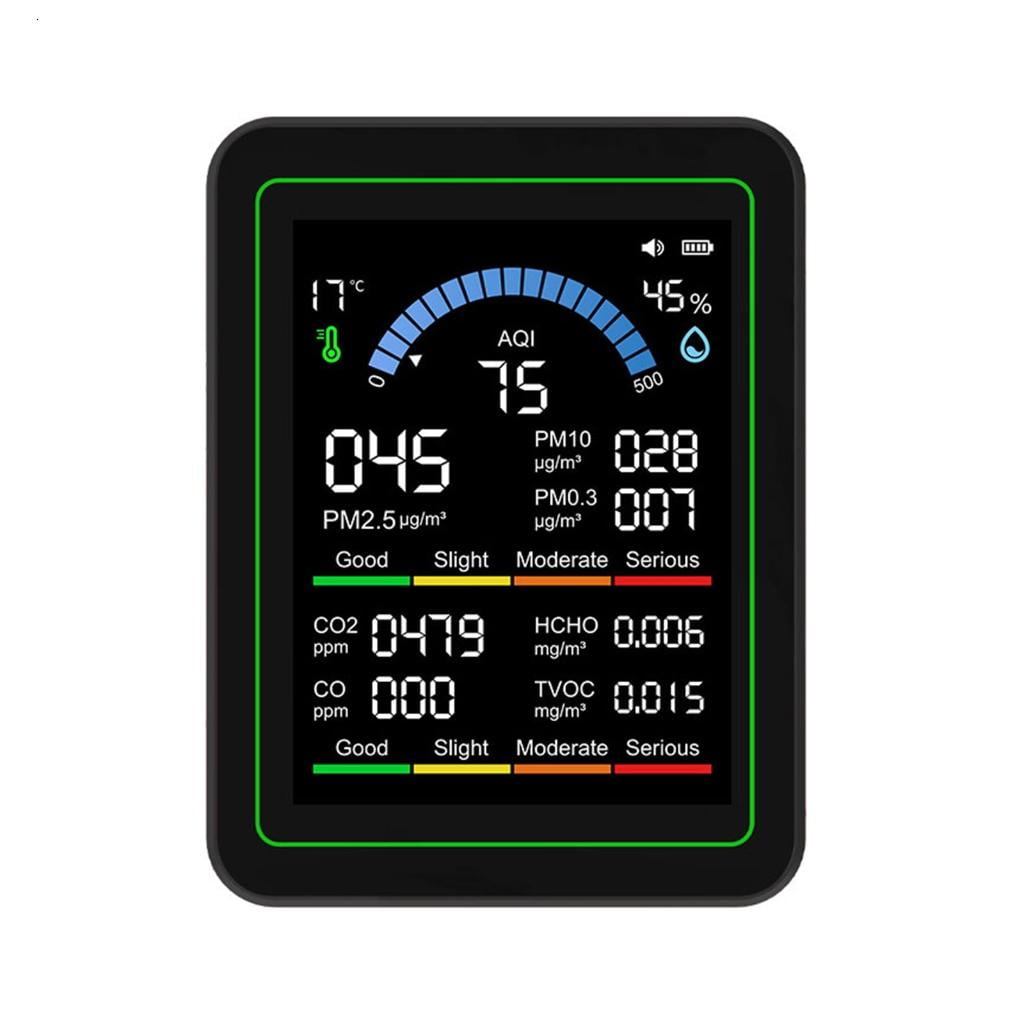 PM1.0 PM2.5 PM10 CO2 TVOC HCHO Temperature and Humidity Tester Air Quality Meter