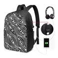 thumbnail image 3 of YFYANG 17" Laptop Backpack, Peacock Feather Texture Fashion Travel Work Backpack with USB and Headphone Cable Interface for Men and Women, 3 of 8
