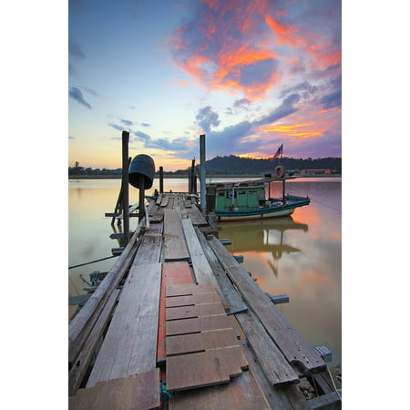 Canvas Print Sunset Old Jetty Best Moment Stretched Canvas 10 x