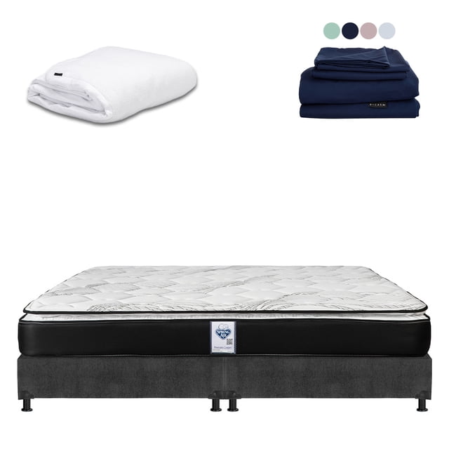 Colchón King Size Premier + Box + Protector Cloud + Sábanas Softy