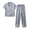 Light Blue, variant on BaoFuBaoMei Satin Pajamas for Women Plus Size 2 Piece Short Sleeve Button up Lounge Set Collared Top and Pants Pjs Lace Trim Striped Sleepwear