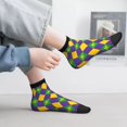 thumbnail image 2 of Rateoe Mardi Gras Pattern Quarter Crew Socks,Toe Seamed Ankle Socks,Cotton Cushioned Breathable Athletic Crew Sports Socks, 2 of 7