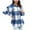 M-Blue, variant on Women's Jacket Shearling Jacket Turndown Lapel Plaid Long Sleeve Comfy Lattice Recreational Tops, Blue