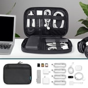 PAVILIA Travel Cord Organizer, Electronic Organizer Travel Case, Tech Organizer Travel Case, Cable Organizer Travel Storage, Small Charger Cord Bag Pouch, Travel Accessories Tech Gifts for Men, Black