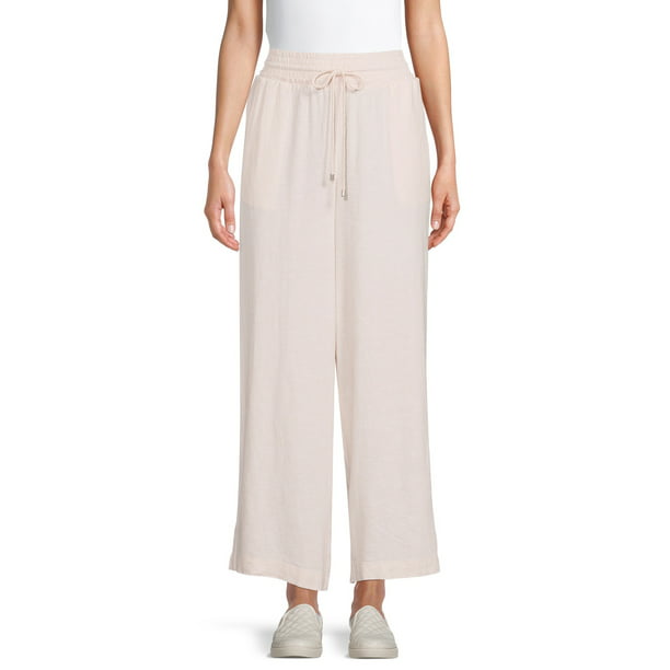 Time and Tru Women's Linen Blend Pull-On Pants - Walmart.com