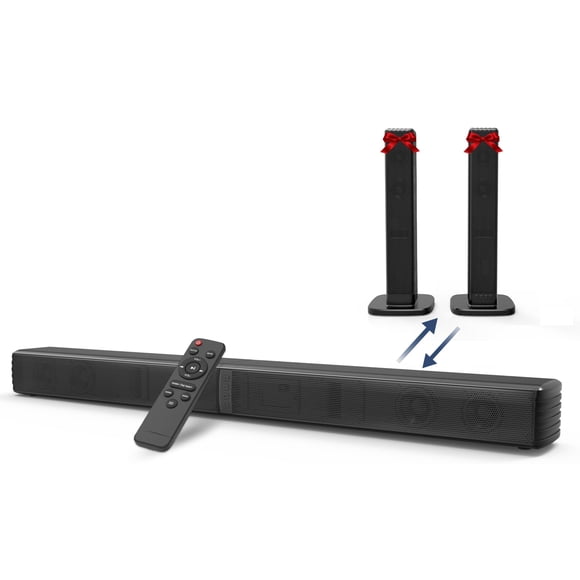 Barra de sonido GEOYEAO de 2.2 canales y 32 pulgadas con subwoofer dual para Smart TV