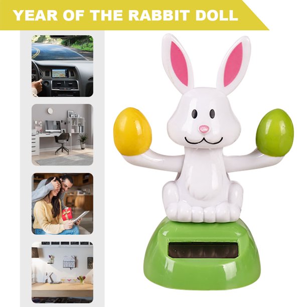 Conejito Bailando Sacudiendo la cabeza Bunny Dashboard Ornaments Solar Doll Auto Interior Decor (Rabbit B)