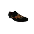 thumbnail image 2 of Men's La Milano Black Scorpio Velour Embroidered Loafers Dress Shoes 7051, 2 of 7
