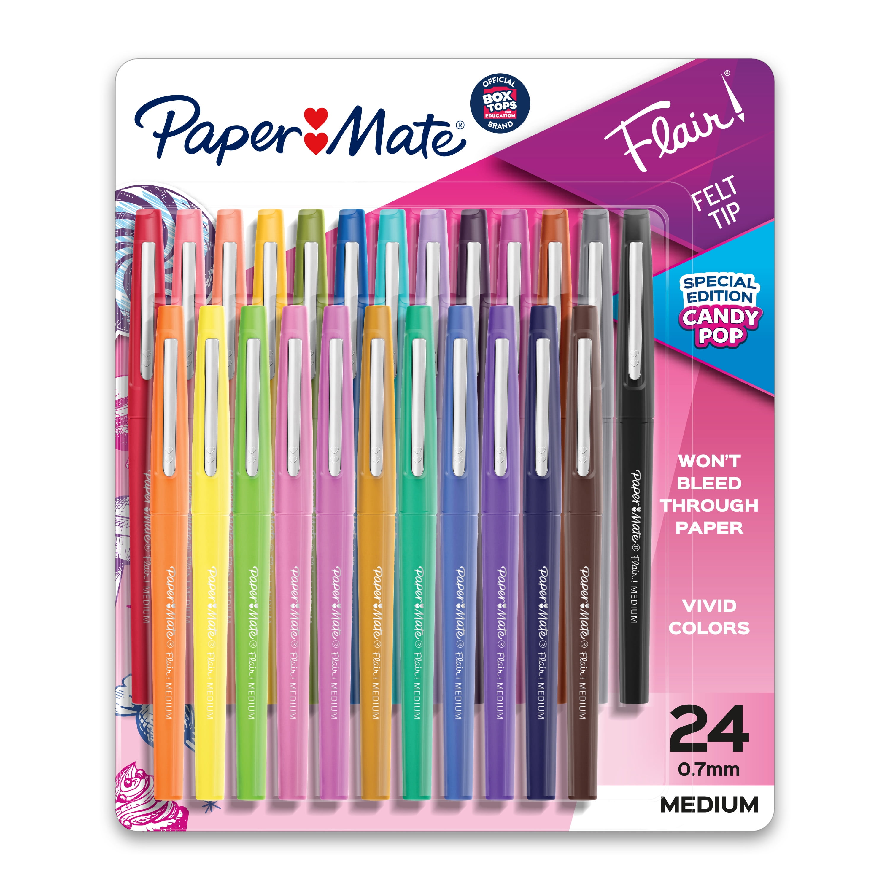 Paper Mate Flair Felt Tip Pens, Medium Tip, Limited Edition, 24 Count