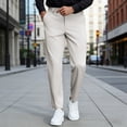 thumbnail image 2 of Men's Dress Pant Classic Solid Color Casual Trousers Flat Front Pockets Comfortable Relaxed Fit Light Gray Pant, 2 of 8