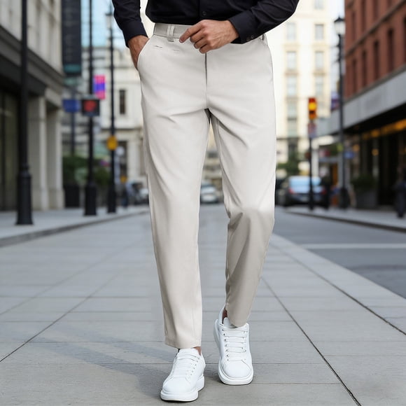 Men's Casual Trousers for Everyday Wear with Functional Side Pockets and Versatile Relaxed Fit in Chino Style for Spring and Autumn
