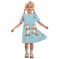 thumbnail image 2 of 3-12 Years Children's Kids Girl Summer Casual Short Sleeve Round Neck Fashion Printed Dress Vestidos de chicas, 2 of 8