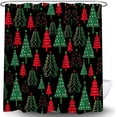 thumbnail image 6 of Christmas Shower Curtain Red Green Xmas Tree Star Polka Dots Cartoon Modern Geometric Pine Fir Simple Winter Holiday Happy New Year Bath Curtain with Hook, 6 of 6