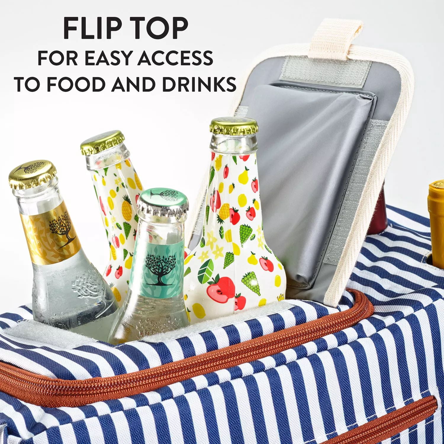 Medport 24 Can Soft-Sided Cooler with Flip-Top Door Dual Compartment, Blue White