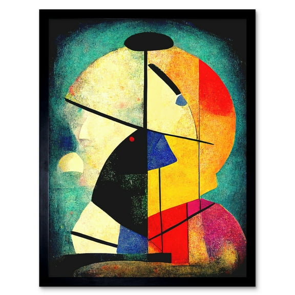 Colourful Kandinsky Inspired Abstract Painting Art Print Framed Poster Wall Decor 12x16 inch