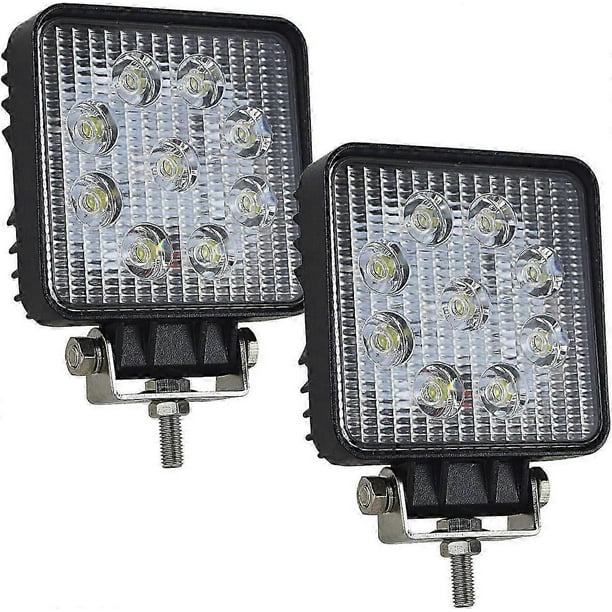 2pcs 3 Inch 27W Square Work Light LED Light Bar, Wide Beam Work Light for Off Road Truck SUV and 4x4 Fog Light.