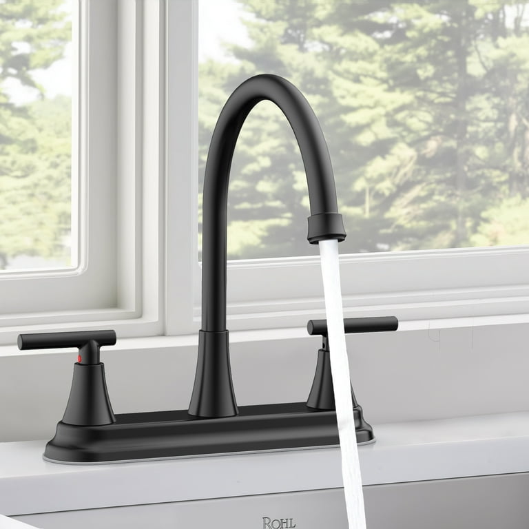 Kingtack Two Handle Kitchen Faucet, Matte Black High Arc photo 7