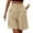 Khaki, variant on Clearance Sale! Women's High Waist Wide Leg Bermuda Shorts Casual Knee Length Shorts With Pockets Elastic Waist Summer Wear Stretchy Fit Black L Size