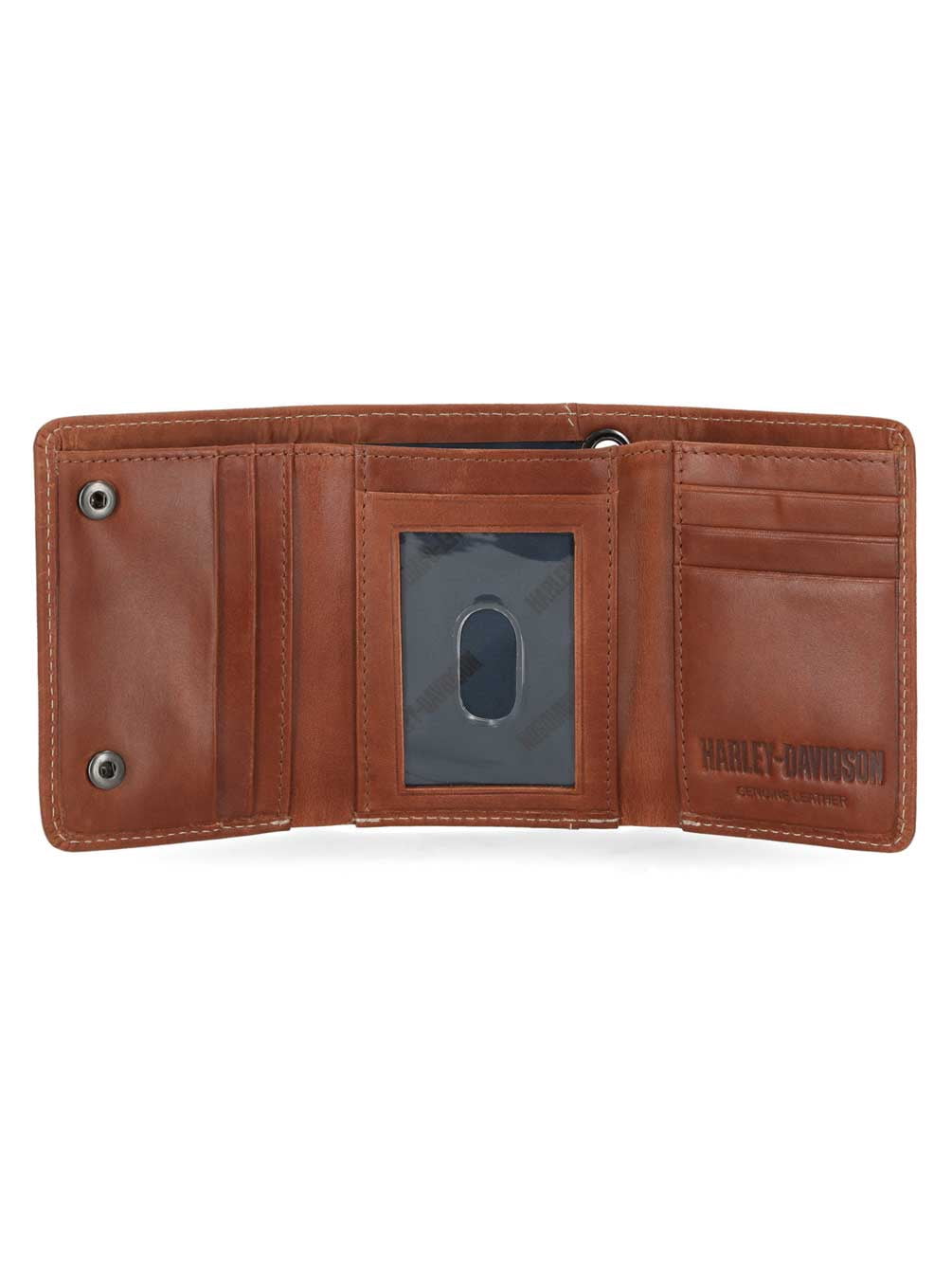 Harley-Davidson Men's Embossed Willie G Skull Tri-Fold Leather Wallet - Brown, Harley Davidson