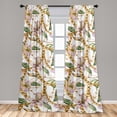 thumbnail image 2 of Retro Window Curtains, Watercolor Royal Lily Flowers and Golden Yellow Tone Chain Look Print, Lightweight Decor 2-Panel Set with Rod Pocket, Pair of - 28"x84", Blush Mustard Fern Green, by Ambesonne, 2 of 3