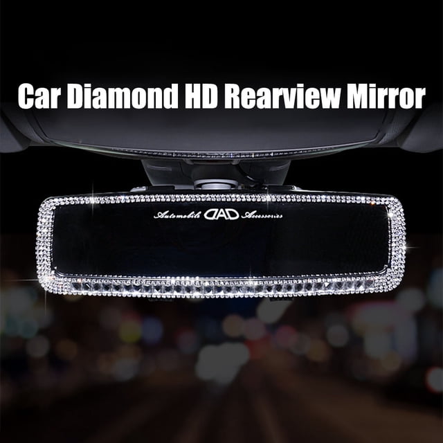 Espejo retrovisor para coche con brillantes diamantes de imitación, accesorios para niñas, molduras interiores de coche