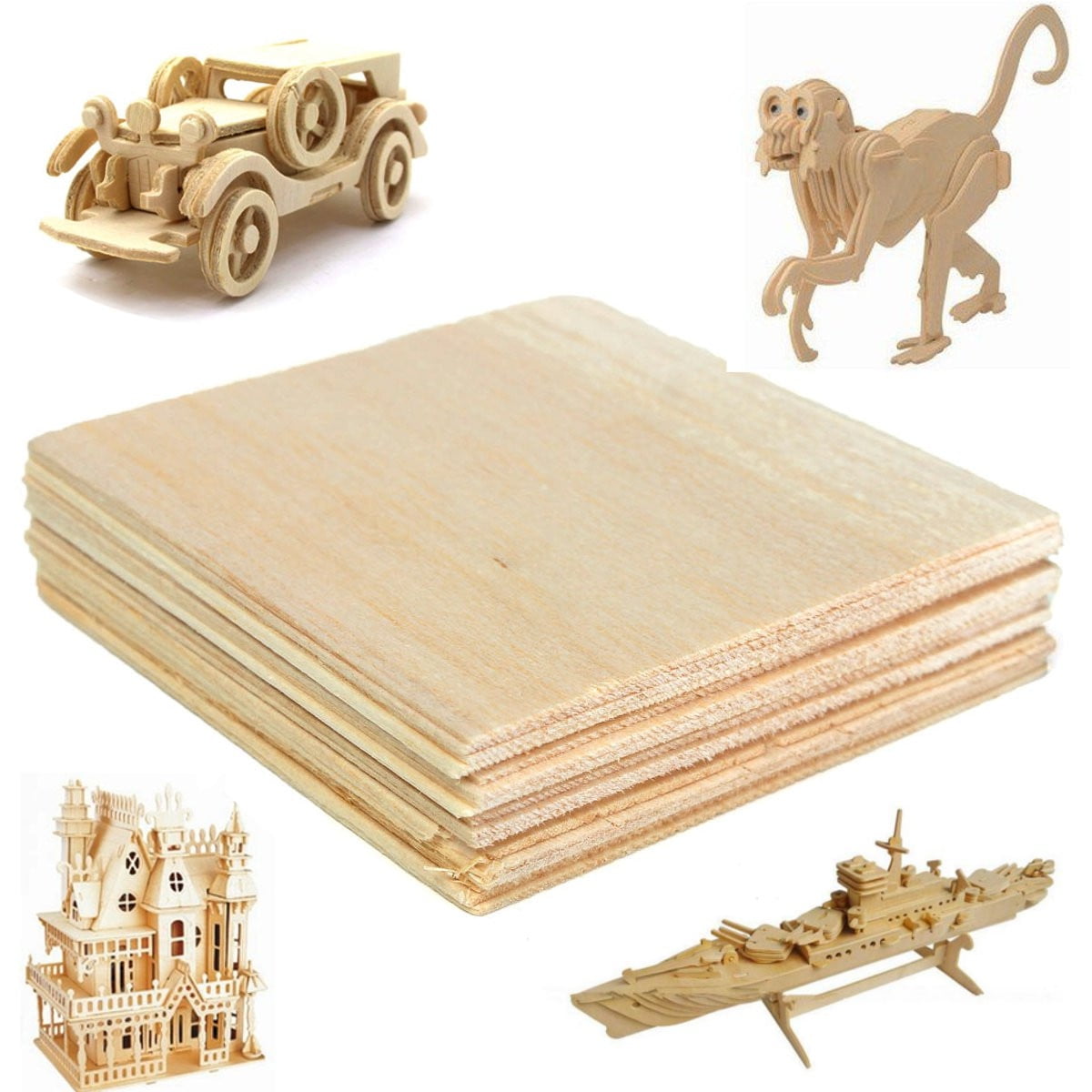 20 Sheets Light Weight BALSA WOOD 4 x4 x1mm Model Balsa Wood For