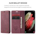 thumbnail image 6 of Dteck Case For Samsung Galaxy S21 Ultra 6.8-inch,Magnetic Leather Luxury Card Holder Pocket Case Shockproof Full Protective Kickstand Retro Flip Cover,Winered, 6 of 8