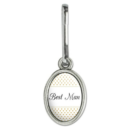 Best Man Wedding Elegant Polka Dots Antiqued Oval Charm Clothes Purse Suitcase Backpack Zipper Pull (Junk Silver Bags Best Price)