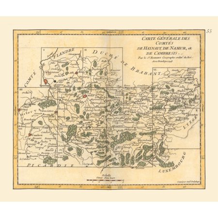Historic Map - Hainaut Namur Cambresis Belgium - Robert 1748 - Vintage Wall Art