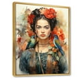 thumbnail image 2 of Designart "Coral Blue Mexico Art Selfportrait With" Portrait Floater Framed Wall Decor, 2 of 7