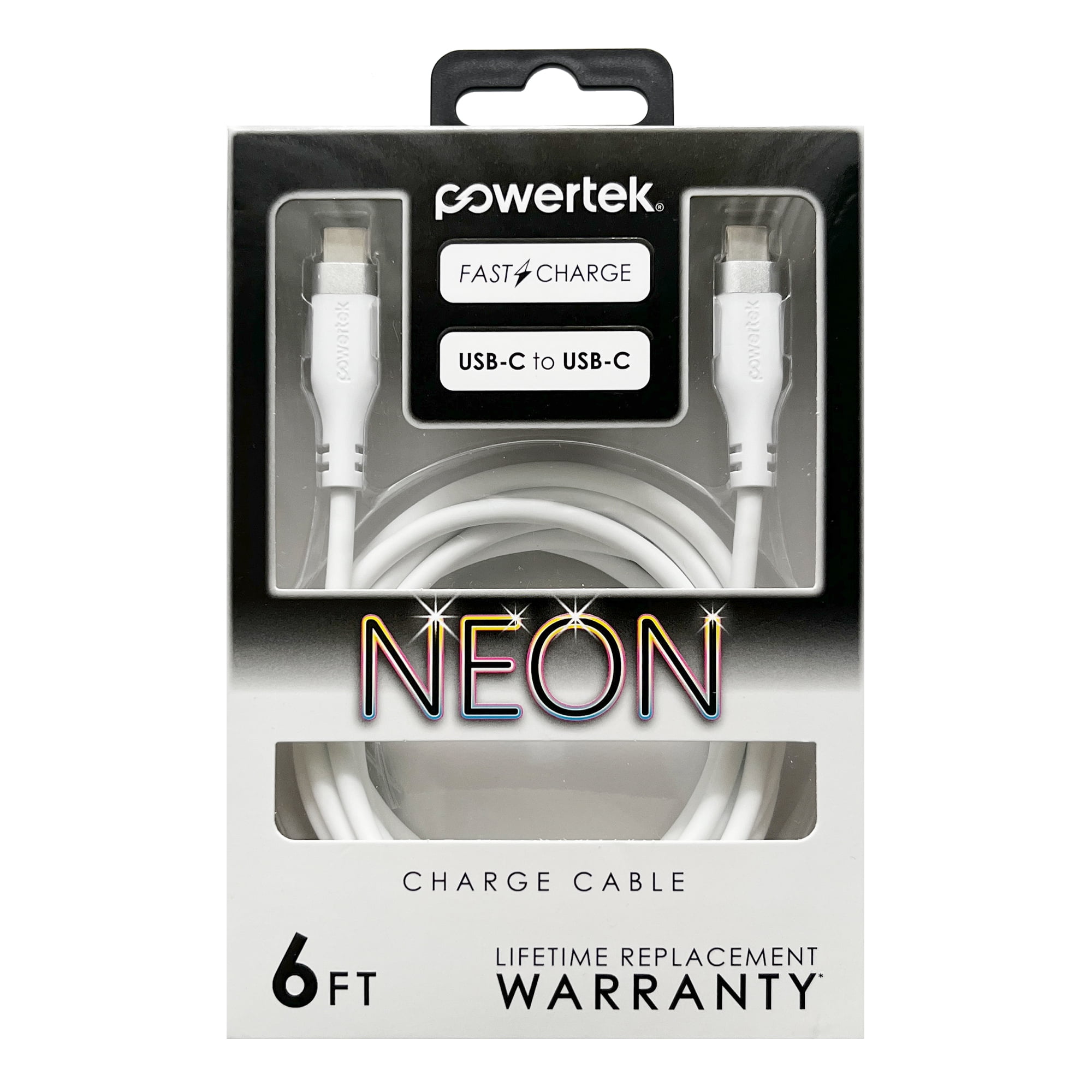 Liquipel Powertek Neon USB-C to USB-C - White