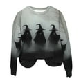 thumbnail image 4 of Womens Fleece Lined Sweatshirts Oversized Drop Shoulder Crewneck Sweat Shirts Loose Casual Halloween Graphic Sweater Coffee, L, 4 of 6