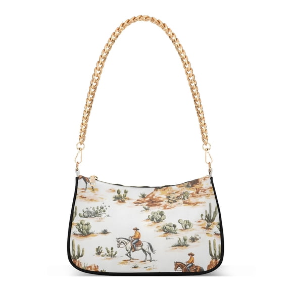 ALAZA Western Cowboy Horses Women's Chain Shoulder Bag Hobo Handbag Tote Crossbody Purse