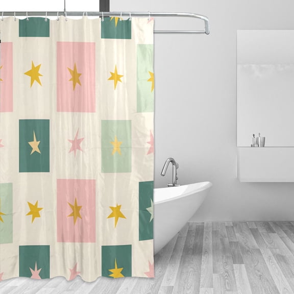 Yayeee Shower Curtain with Hooks 72"x72" Waterproof Fabric Bathroom Hanging Decor, Beige Abstract
