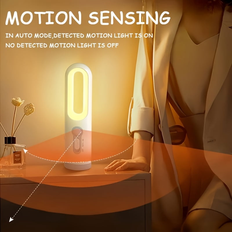 Rechargeable Motion Sensor Night Light 3 in 1 Portable LED Night Light Flashlight for Bedroom, Bathroom and Camping Outdoor