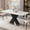 Printed White + Black, variant on Modern Rectangle Dining Table, Stretchable, Faux Marble Table Top+MDF Black X-Shape Table Leg with Metal Base