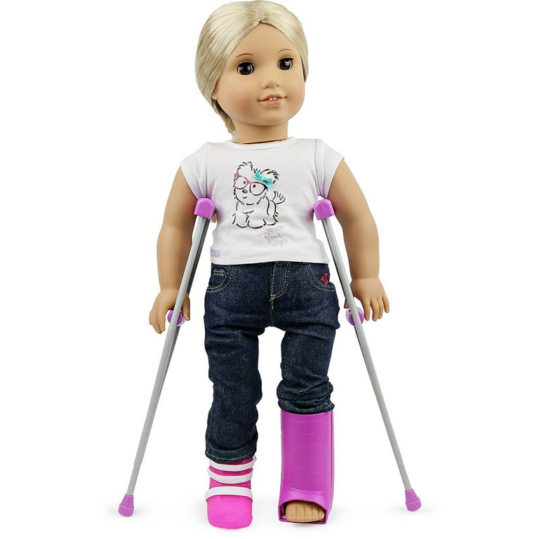 Click n' Play Doll Wheelchair and Crutches Set, Perfect For 18 inch  American Girl Dolls 