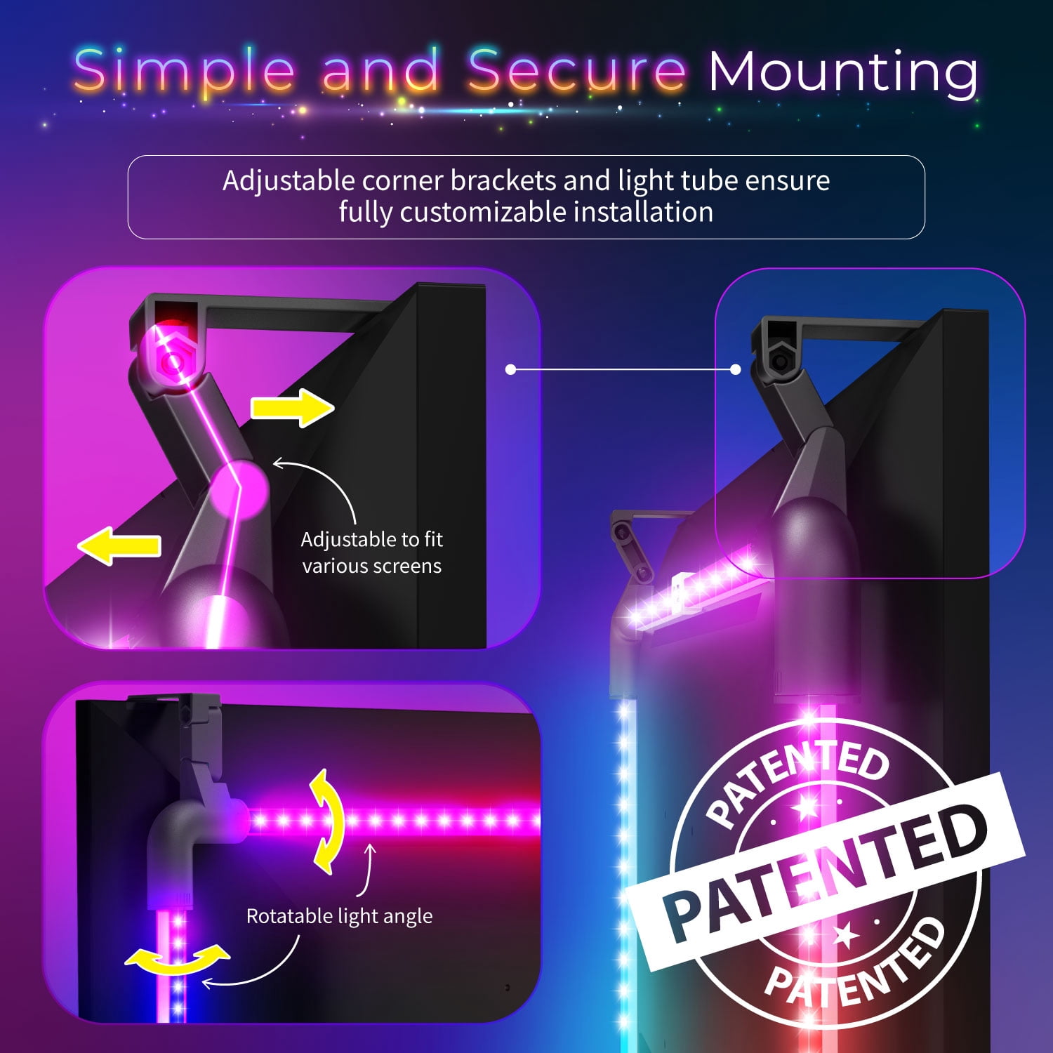 Fosmon 4.9ft LED Monitor Backlight, RGB Gaming Light Bar, USB Powered LED Light Strip, Enhanced Color Matching Immersive Lighting for Games/Movies