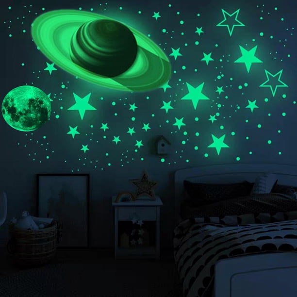 Pegatinas de estrellas que brillan en la oscuridad para techo, calcomanías luminosas, murales realistas para y niñas, decoración de dorm , 17cmx37cmx2cm Soledad Pegatinas de pared Calcomanías