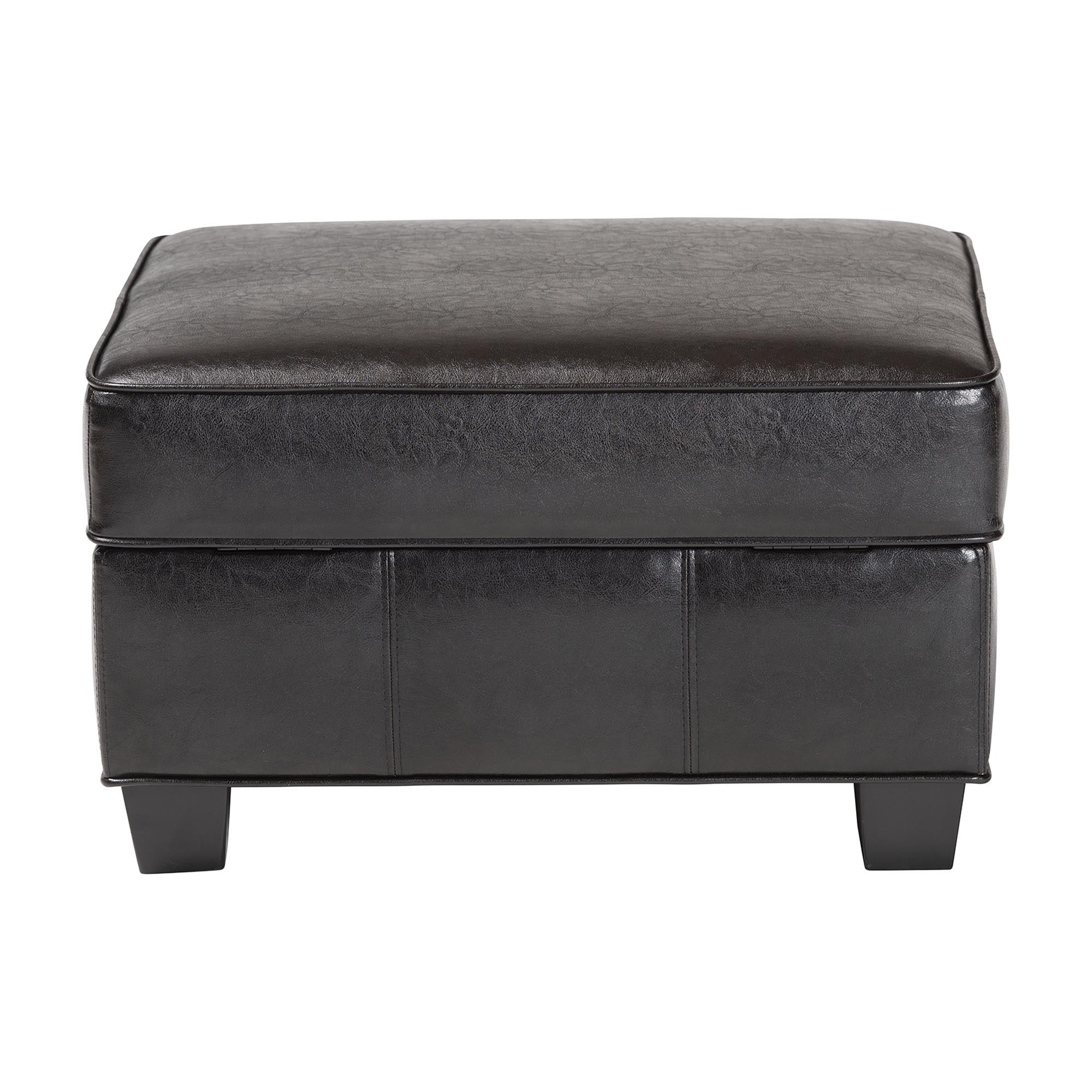 Baxton Studio Agustus Brown Leather Storage Ottoman